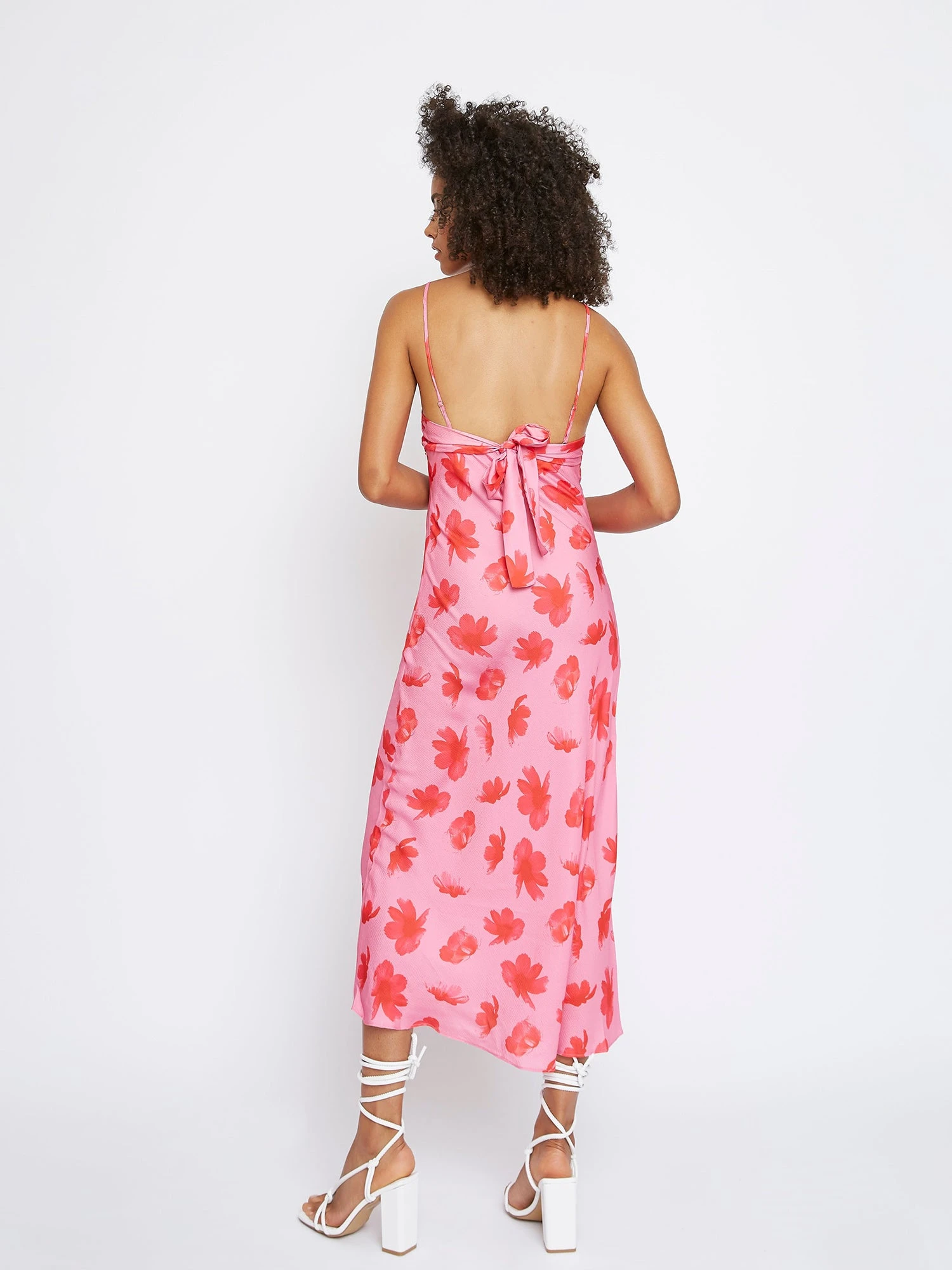 Glamorous Pink Floral Tie Back Midi Dress 3 Glamorous Pink Floral Tie Back Midi Dress - Image 3