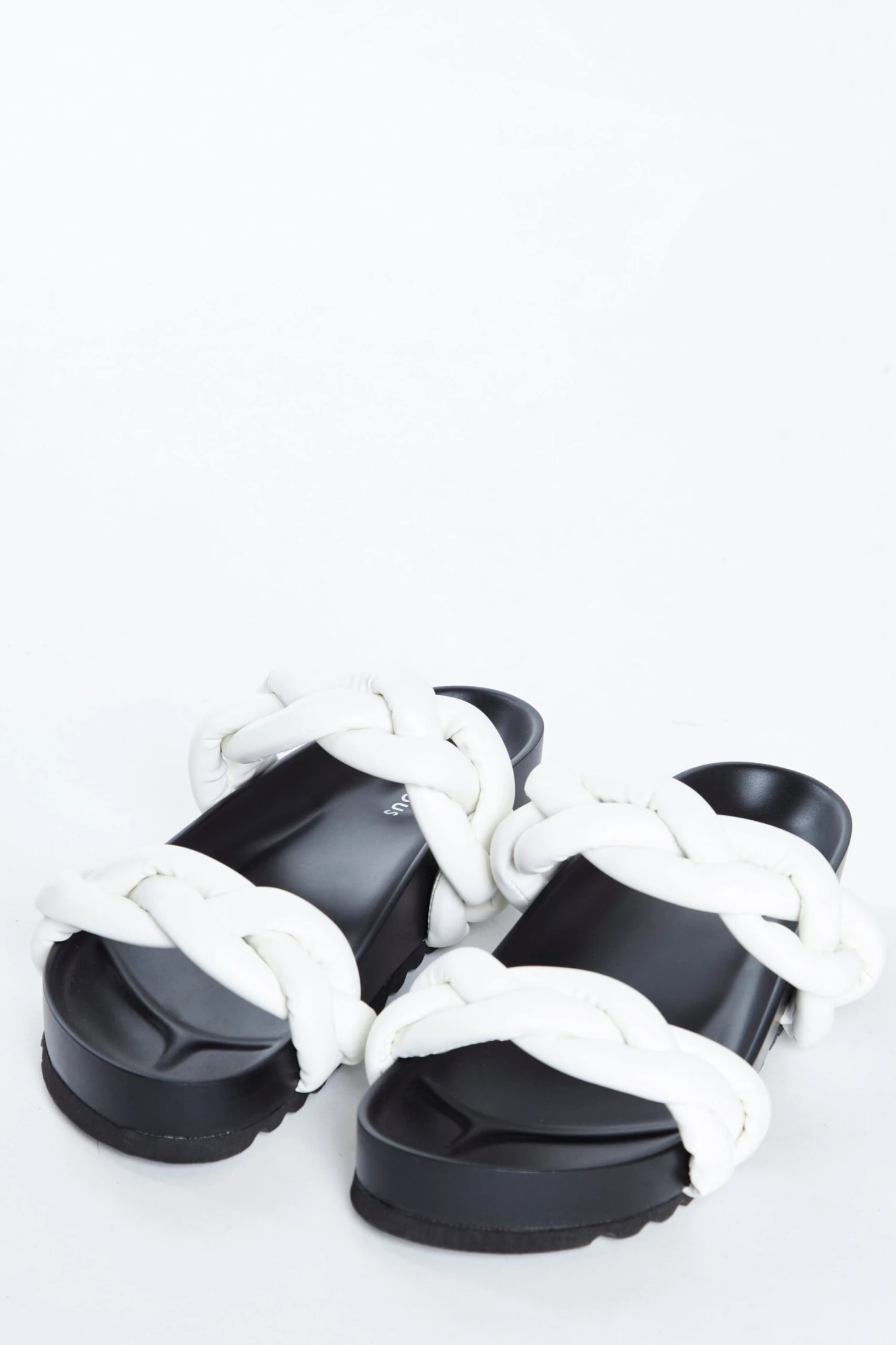 Glamorous White Plaited Double Strap Sandals 3 Glamorous White Plaited Double Strap Sandals - Image 3