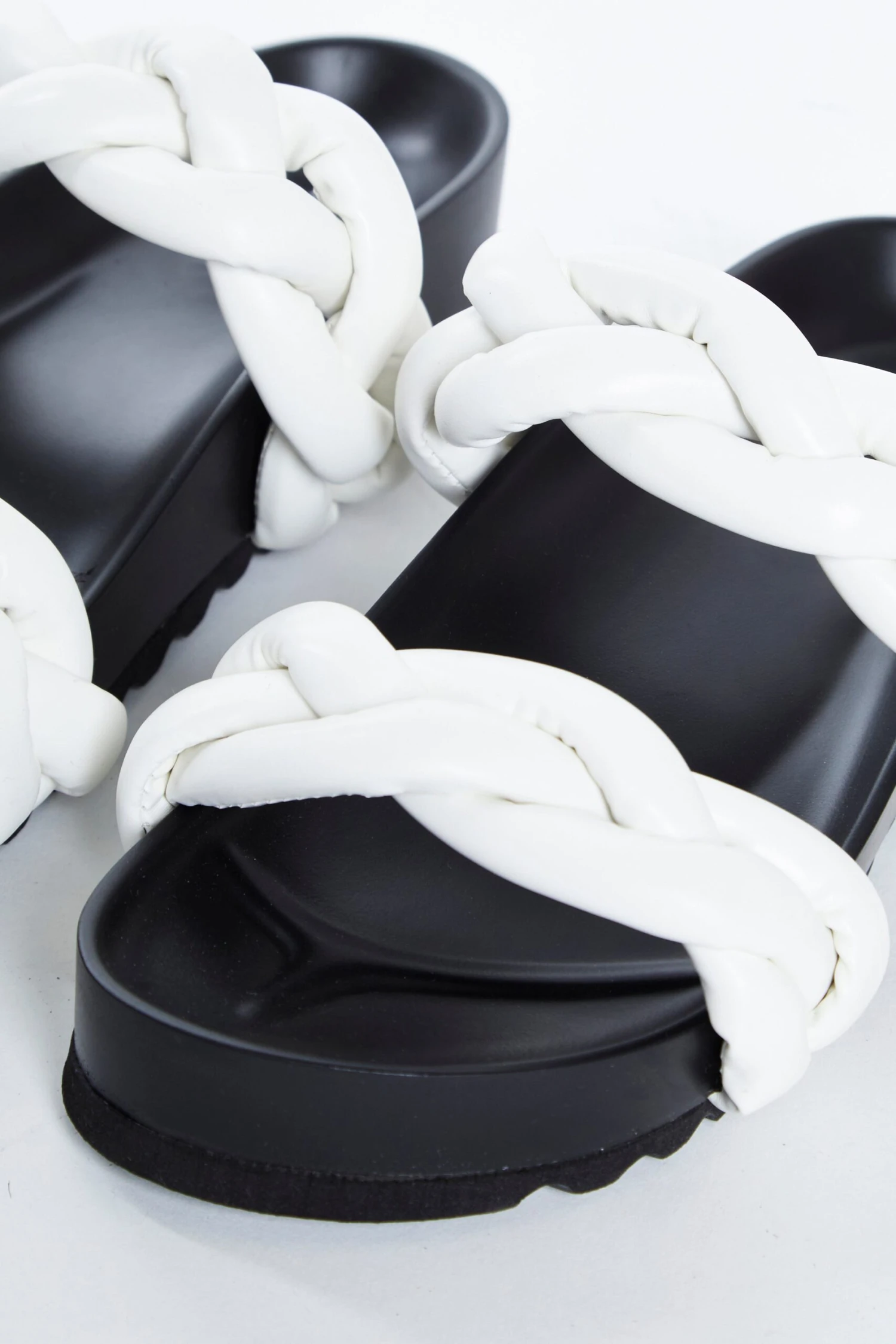 Glamorous White Plaited Double Strap Sandals 2 Glamorous White Plaited Double Strap Sandals - Image 2