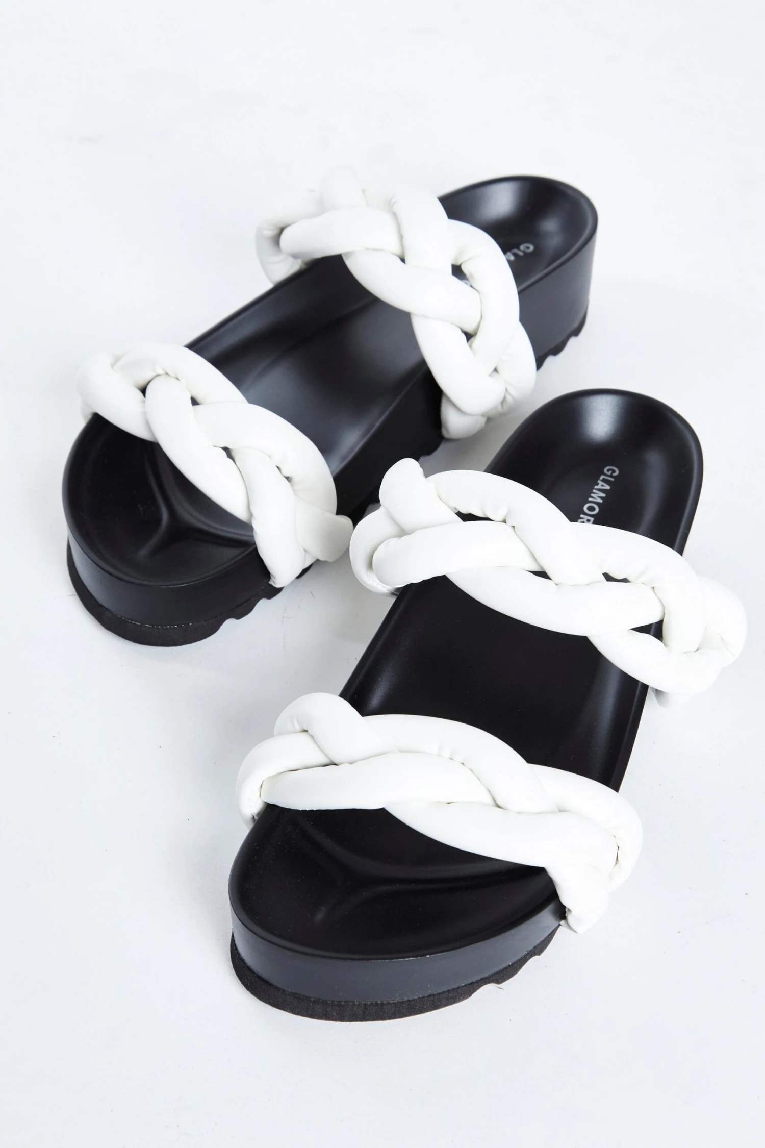 Glamorous White Plaited Double Strap Sandals 1 Glamorous White Plaited Double Strap Sandals