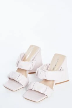 Glamorous Pink Flared Block Heel Mules