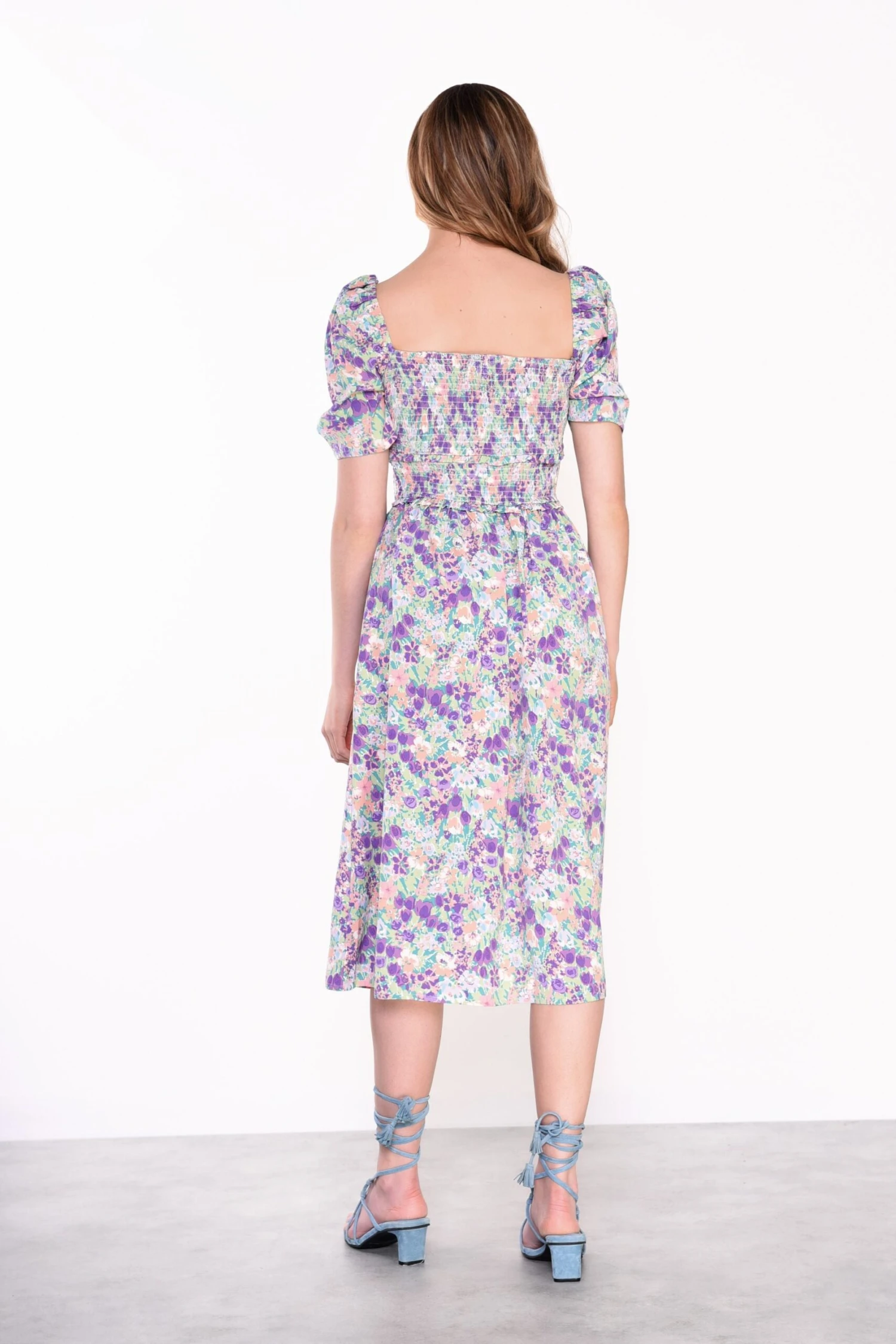 Glamorous Lilac Garden Floral Square Neck Short Sleeve Midi Dress 2 Glamorous Lilac Garden Floral Square Neck Short Sleeve Midi Dress - Image 2