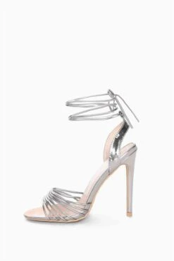 Glamorous Silver Strappy High-Heels