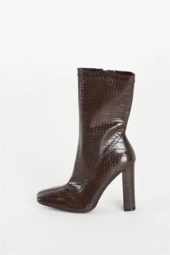 Glamorous Brown Croc Calf High Heeled Boot -Cheap Softly Dressed Store 0c799407 799f 41fd b62b 459c3aebe454