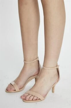 Glamorous Nude Patent Strappy Mid Heel