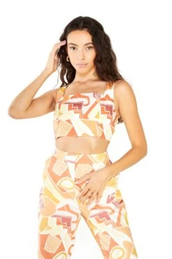 Glamorous Sun Washed Abstract Crop Top