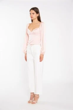 Glamorous Nude Peach Long-Sleeve Bust Seam Top -Cheap Softly Dressed Store 13293a9c 00c9 477c 859f 933a468c390c
