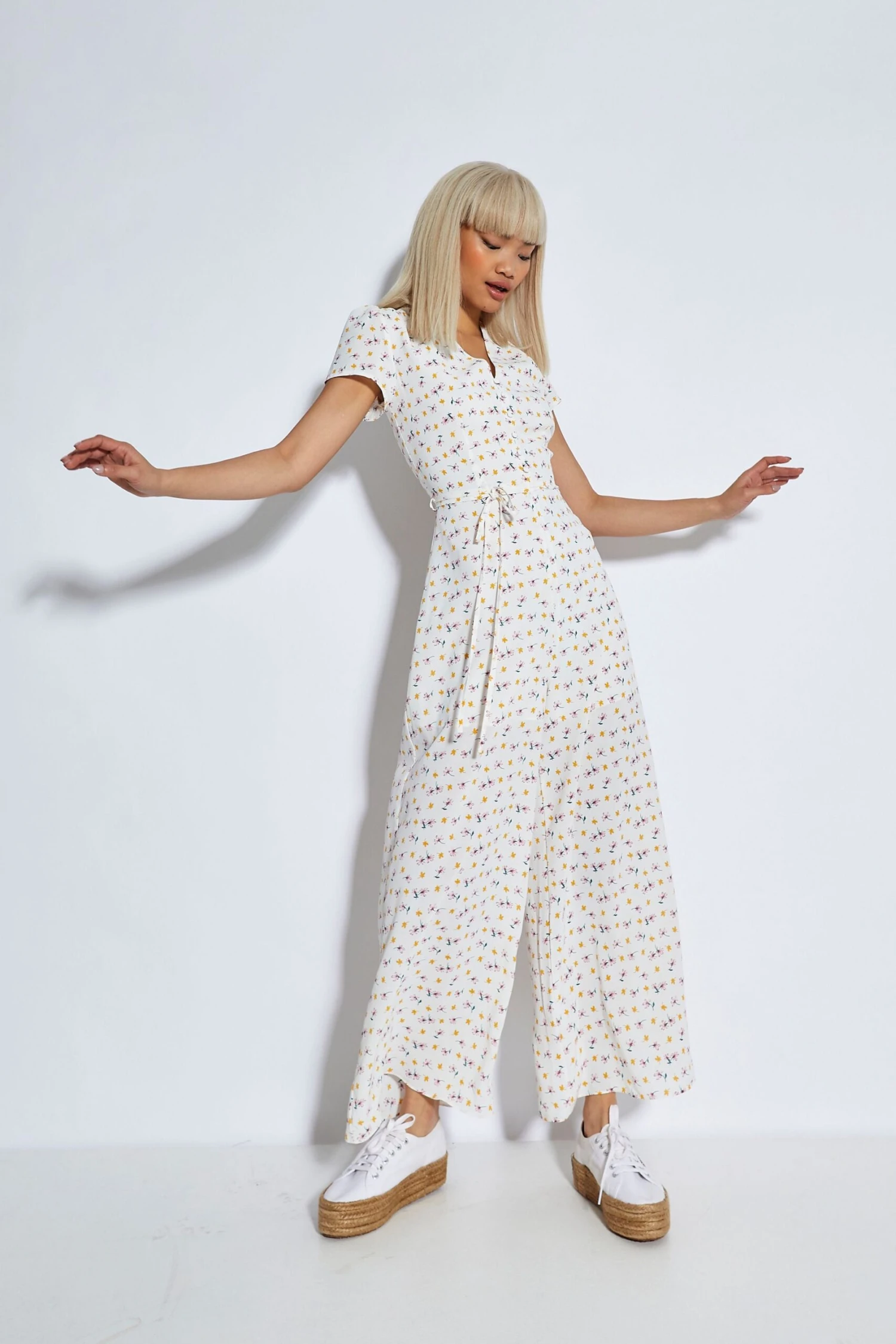 Glamorous Space Out Ditsy V- Neck Jumpsuit 1 Glamorous Space Out Ditsy V- Neck Jumpsuit