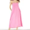 Glamorous Pink Carnation Ruffled Midi Dress