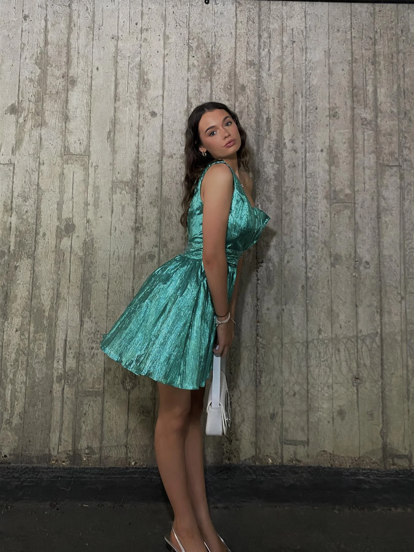 Glamorous Kendra Asymmetric Gathered Mini Dress -Emerald-Green 3 Glamorous Kendra Asymmetric Gathered Mini Dress -Emerald-Green - Image 3