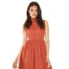 Glamorous Rust High Neck Sleeveless Skater Mini Dress