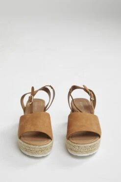 Glamorous Tan Nubuck Espadrille Sandals