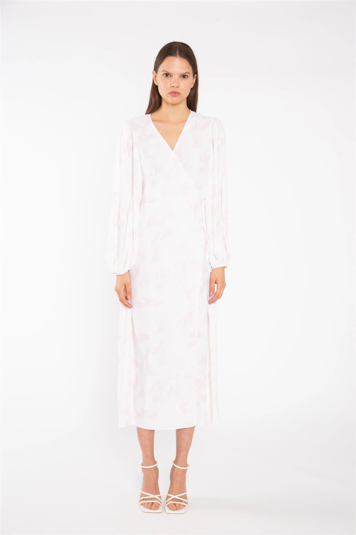 Glamorous Pink-Watercolour Wrap Midi-Dress 3 Glamorous Pink-Watercolour Wrap Midi-Dress - Image 3