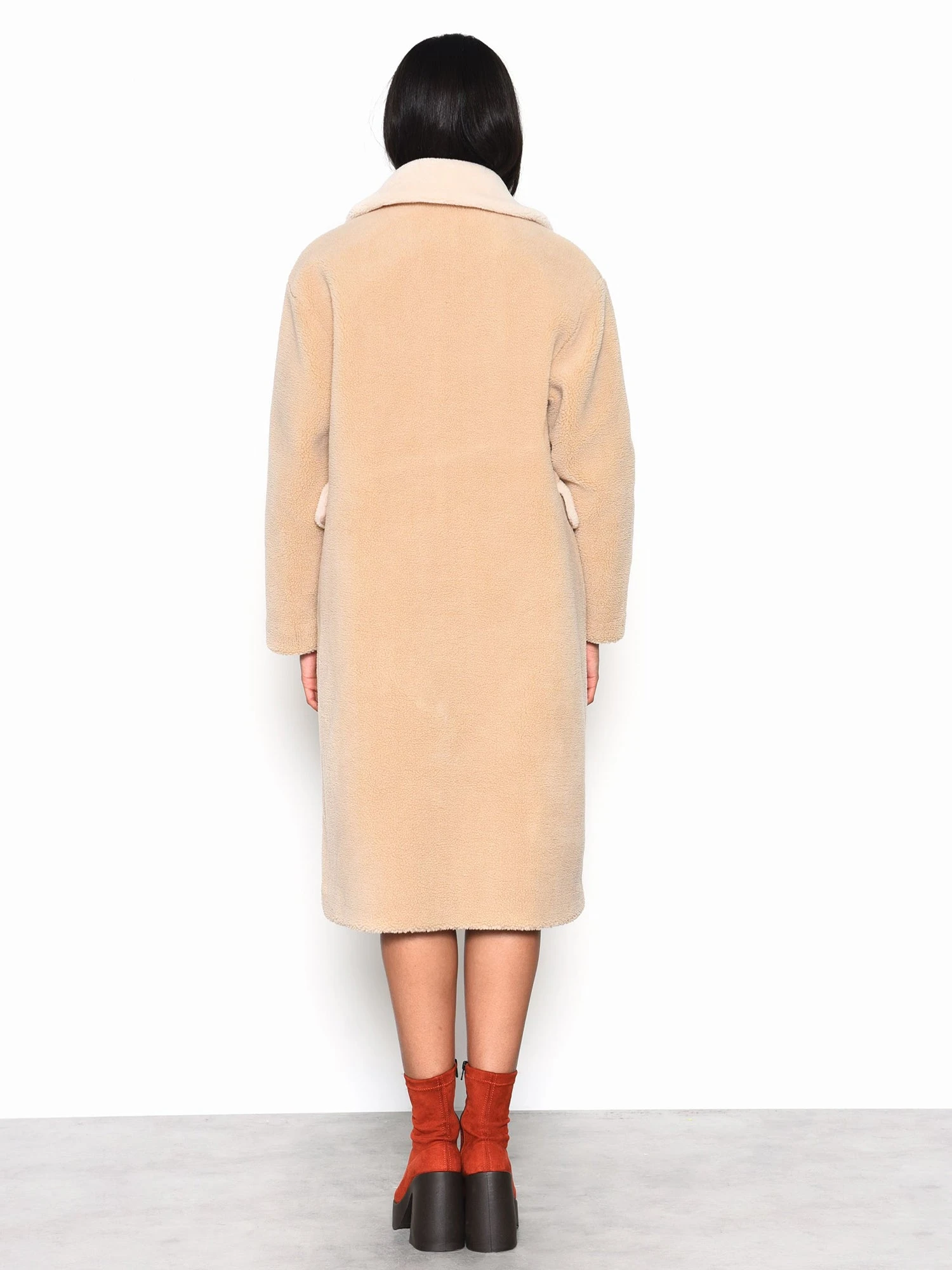 Glamorous Stone Cream Fur Longline Coat 3 Glamorous Stone Cream Fur Longline Coat - Image 3