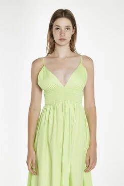 Glamorous Electric-Lime Shirred Waist Maxi-Dress