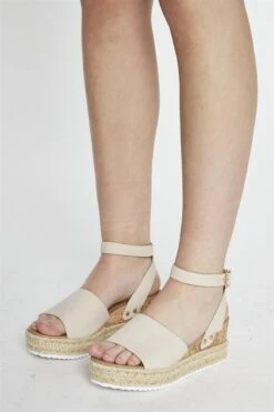 Glamorous Beige Nubuck Espadrille Sandals