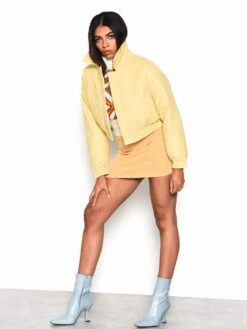 Glamorous Yellow Cropped Faux Leather Jacket -Cheap Softly Dressed Store 40d37d46a9c3eba39e42faddd8de7697