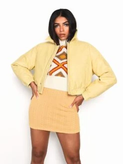 Glamorous Yellow Cropped Faux Leather Jacket -Cheap Softly Dressed Store 4677b01c7070e3b208fd6a24bbbf7dda