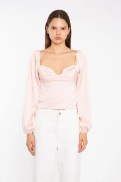 Glamorous Nude Peach Long-Sleeve Bust Seam Top