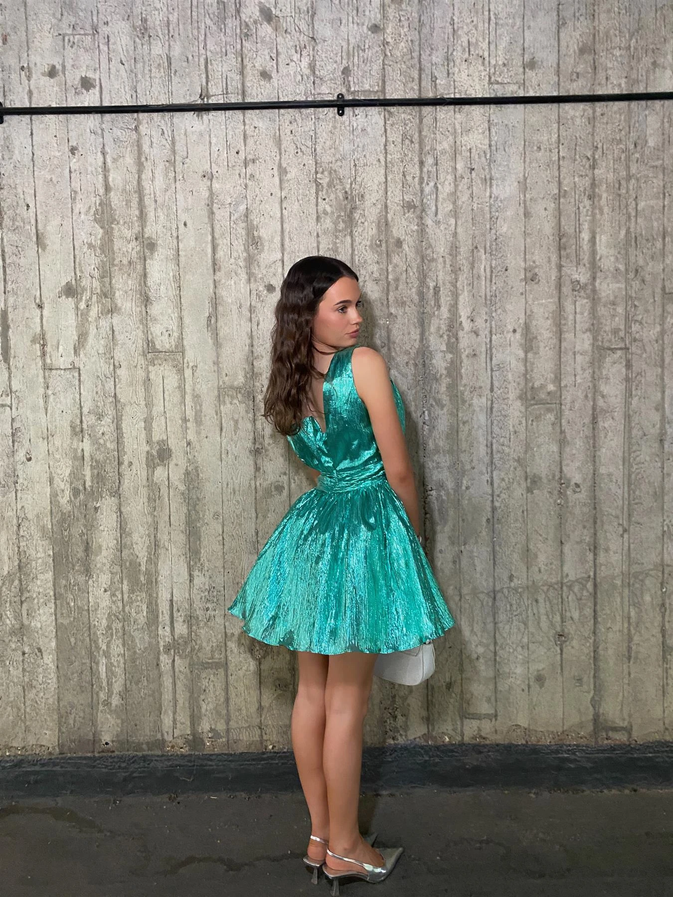 Glamorous Kendra Asymmetric Gathered Mini Dress -Emerald-Green 2 Glamorous Kendra Asymmetric Gathered Mini Dress -Emerald-Green - Image 2