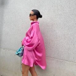 Pink Sateen Oversized Mini Shirt-Dress -Cheap Softly Dressed Store 538d350b0e544ebd873d872e7c5666c6 tplv o3syd03w52 resize jpeg 300 300