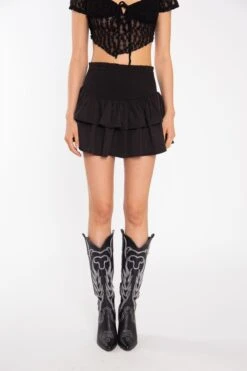 Glamorous Black RaRa Smocked-Waist Mini-Skirt -Cheap Softly Dressed Store 56489a70 be23 4790 a820 8ad58bb28b9f