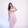 Glamorous Cher Co-ord Ruched Waist Trousers - Pink Check Sequin