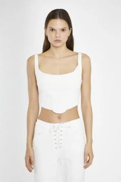 Glamorous Off-White Denim Corset Top