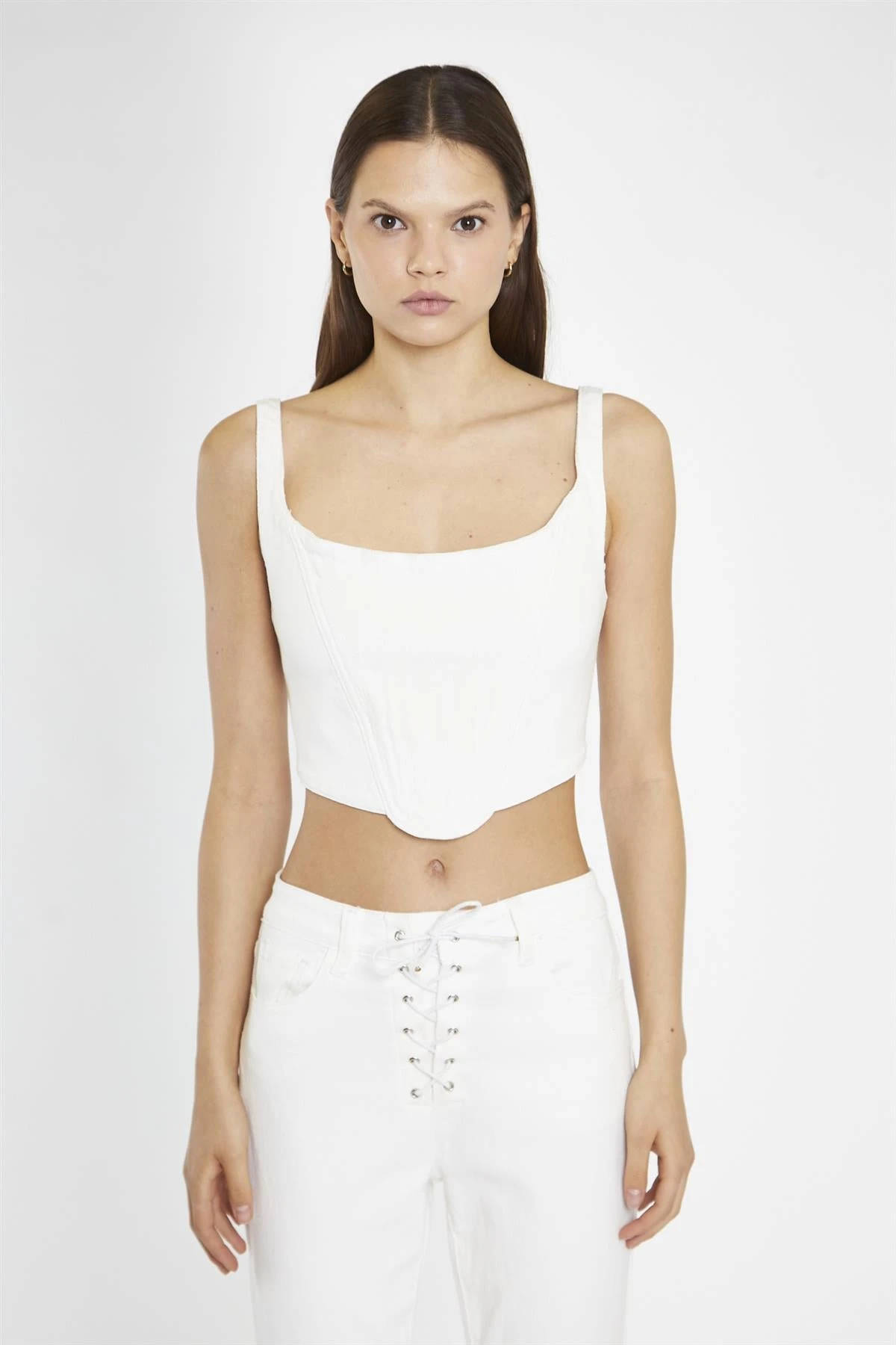 Glamorous Off-White Denim Corset Top 1 Glamorous Off-White Denim Corset Top