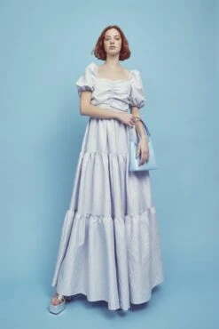 Glamorous Zara Ruched Bodice Maxi Dress -Powder-Blue Daisies