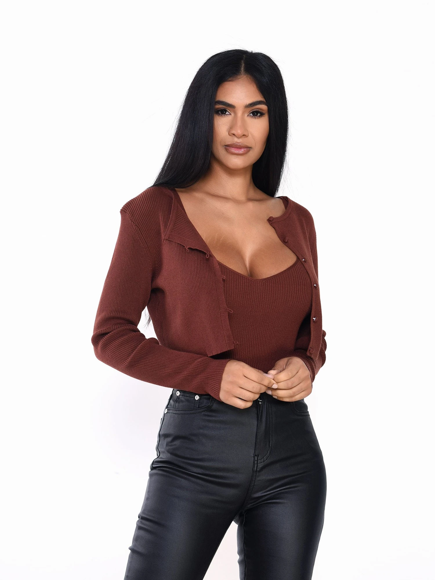 Glamorous Burgundy Button Front Cardigan 2 Glamorous Burgundy Button Front Cardigan - Image 2