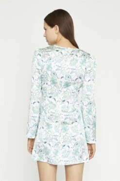 Glamorous White-Mint Paisley Satin Gathered Keyhole Mini-Dress -Cheap Softly Dressed Store 5e518f9a cd85 4f15 9b1c 9a15b0cae71e