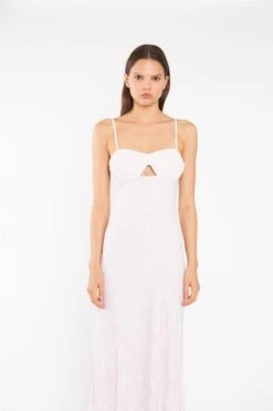 Glamorous Pink-Blurred Print Pleated Bust Midi-Dress