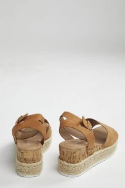 Glamorous Tan Nubuck Espadrille Sandals -Cheap Softly Dressed Store 677c9740 92d4 44a6 8658 46b487f208e4