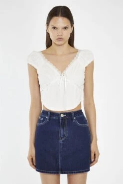 Glamorous Indigo Stonewash Side Split Denim Mini-Skirt