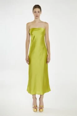 Glamorous Citrus-Green Strapless Bias-Cut Midaxi-Dress -Cheap Softly Dressed Store 74d32fc5 9e83 451c bd26 aadc1b04c7ea