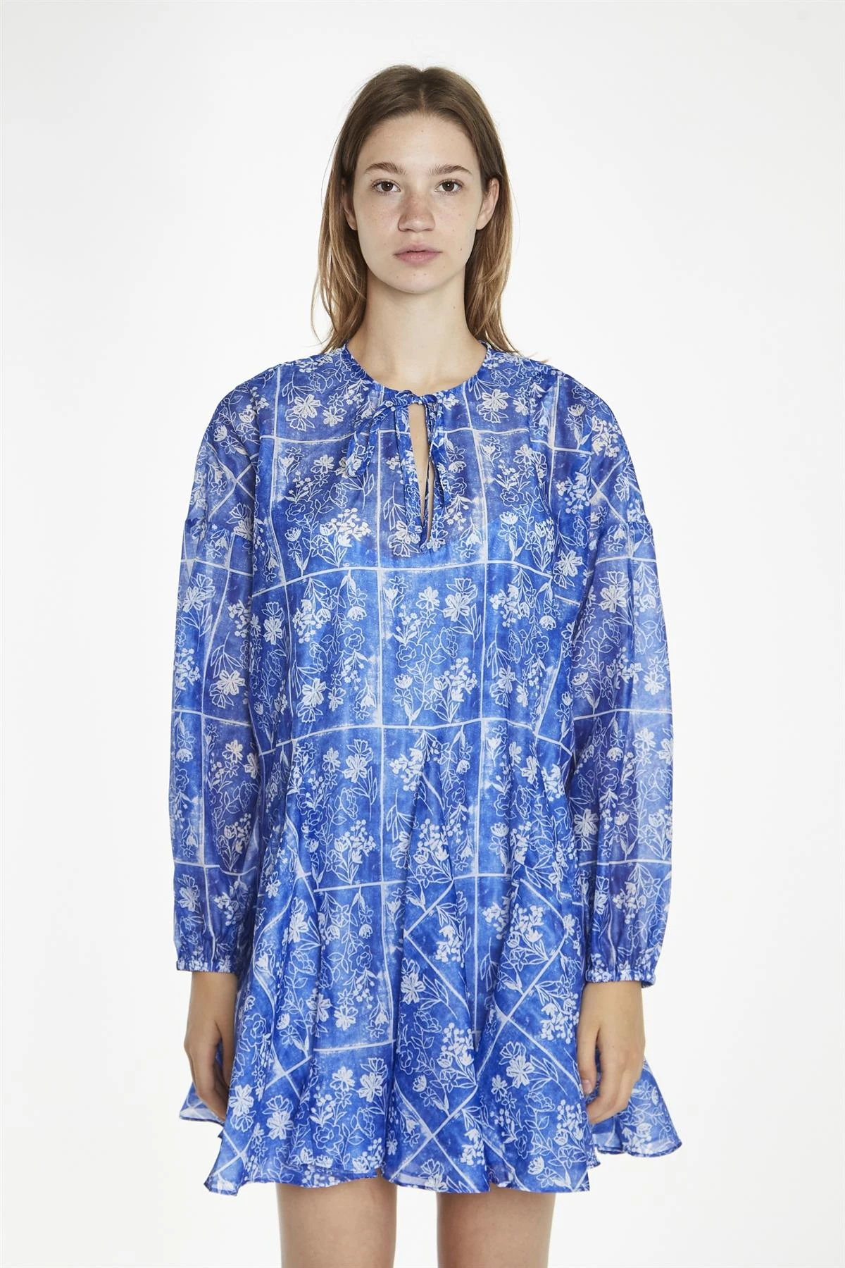 Glamorous Blue-Tile Organza Oversized Swing Mini-Dress 1 Glamorous Blue-Tile Organza Oversized Swing Mini-Dress