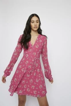 Glamorous Pink-Floral V-neck Mini-Dress -Cheap Softly Dressed Store 754d890b 2f3e 496b 9aaa 96860f988327