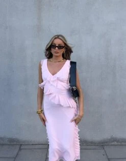 Glamorous Khloe Ruffle Midaxi Dress -Pale Pink -Cheap Softly Dressed Store 75dde3ce 20f8 4ce4 a7ac 7344b1387d36