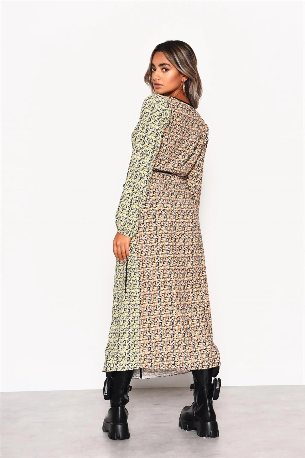 Glamorous Multi Orange-Yellow Ditsy Wrap Midi-Dress 2 Glamorous Multi Orange-Yellow Ditsy Wrap Midi-Dress - Image 2