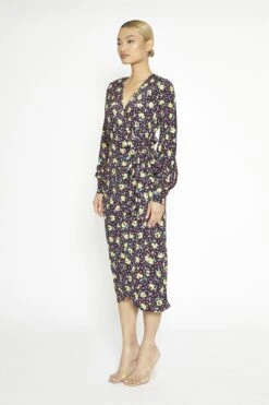 Glamorous Black Multi-Roses Wrap Midi-Dress -Cheap Softly Dressed Store 7dbbf075 f535 41f1 91df 263289aaf4bb