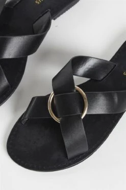 Glamorous Black PU Flat Sandals -Cheap Softly Dressed Store 7f8a0895 ce8a 41d8 8502 7b3abe075c3e