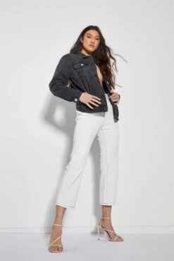 Glamorous Washed Black Denim Button Front Jacket