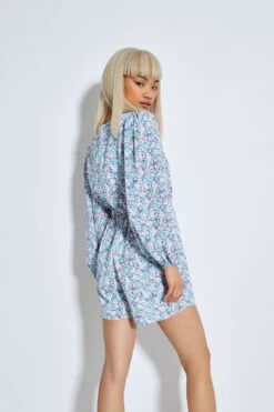 Glamorous Lilac Blue Ditsy Playsuit -Cheap Softly Dressed Store 85ea3d264765334f6356b1db13eedf48