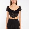 Glamorous Black RaRa Smocked-Waist Mini-Skirt