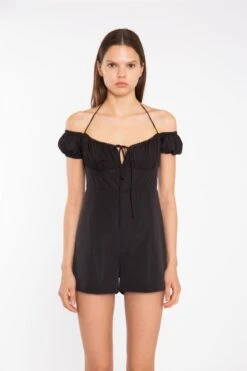 Glamorous Black Milkmaid Halterneck-Playsuit