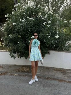 Glamorous Rosie Corsage Skater Mini-Dress -Mint-Blue Floral -Cheap Softly Dressed Store 930dcf48 b961 4dfe 92b0 61015c76db0c