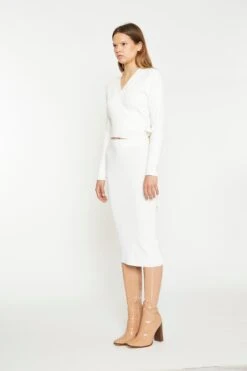 Glamorous Off White Rib Knit Midi-Skirt -Cheap Softly Dressed Store AC2917B A11 03