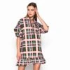 Glamorous Green Check Puff Sleeve Mini Smock Dress