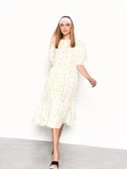Glamorous White Yellow Flower Midi Dress 11 Glamorous White Yellow Flower Midi Dress -Cheap Softly Dressed Store AC3402 CR70 01